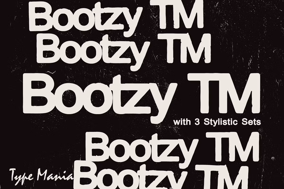 Bootzy TM font specimen